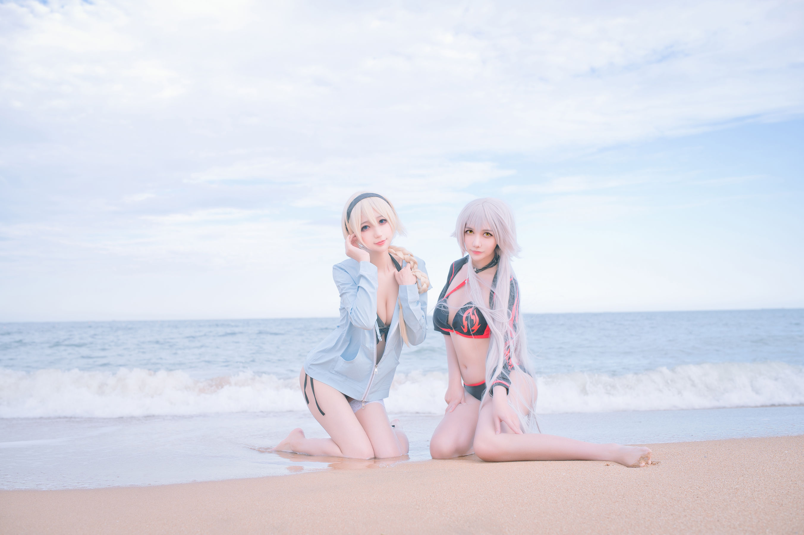 周叽是可爱兔兔 – 黑白贞双人泳衣 Cosplay-第6张
