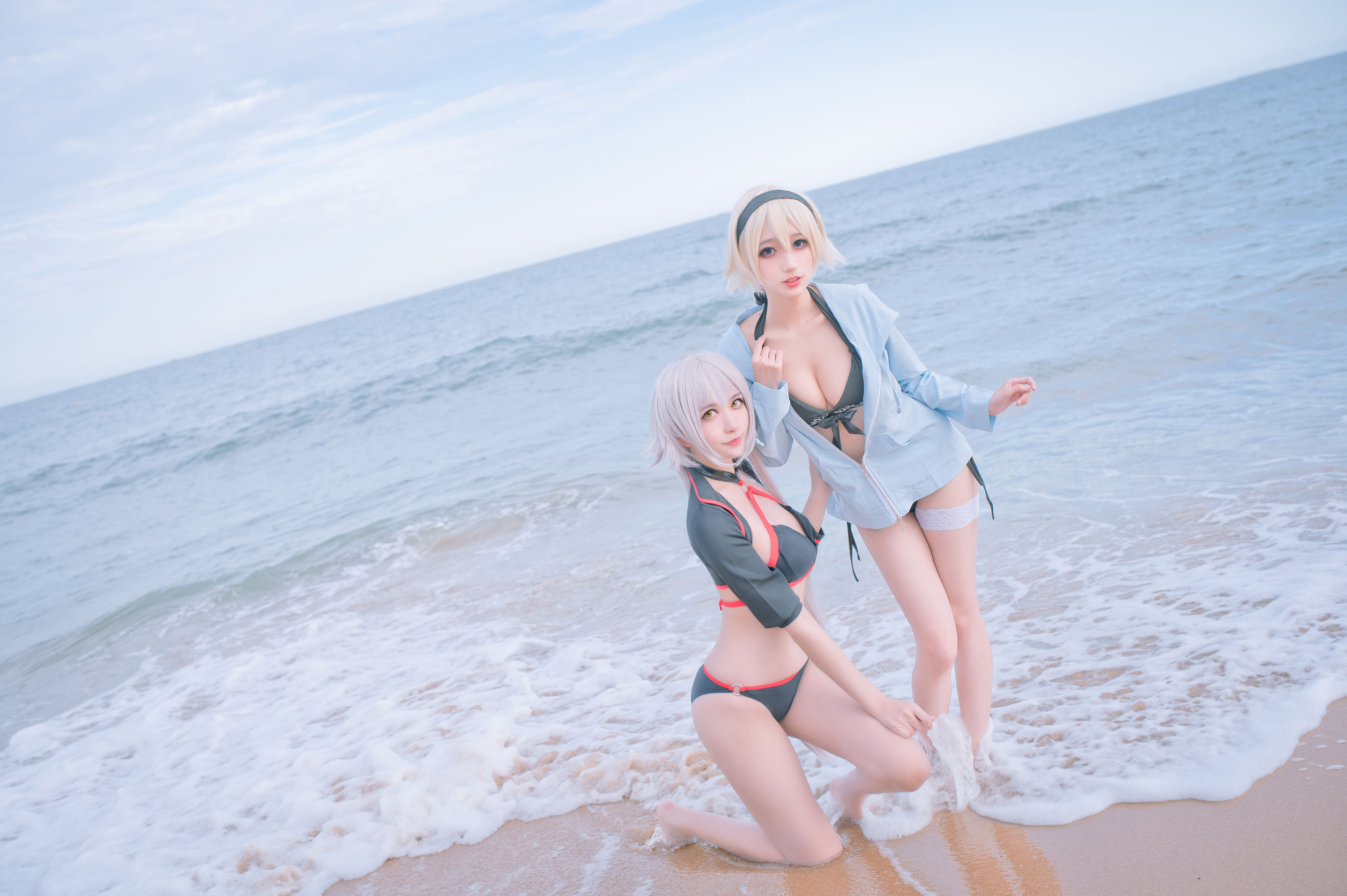 周叽是可爱兔兔 – 黑白贞双人泳衣 Cosplay-第20张