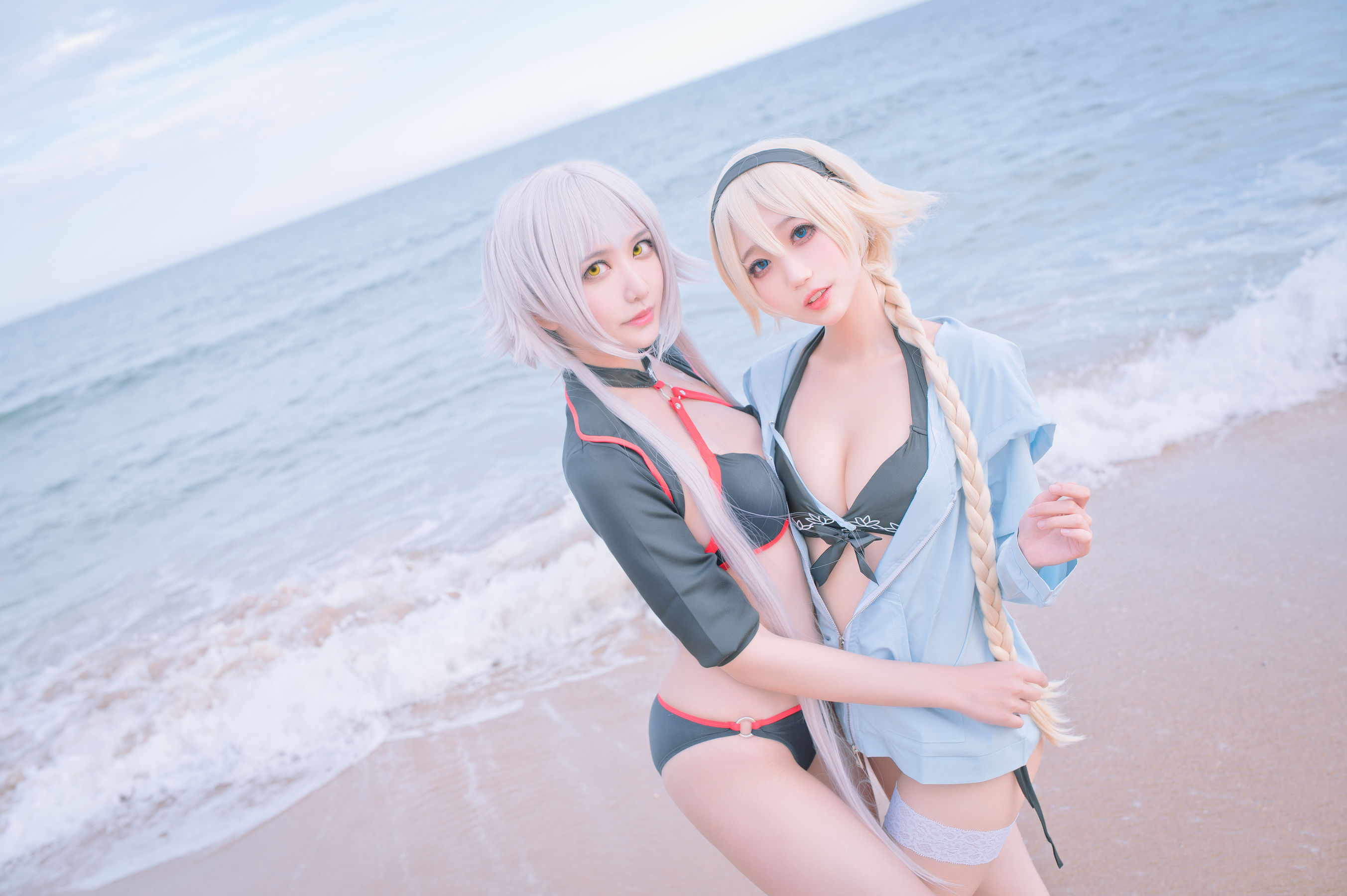 周叽是可爱兔兔 – 黑白贞双人泳衣 Cosplay-第21张
