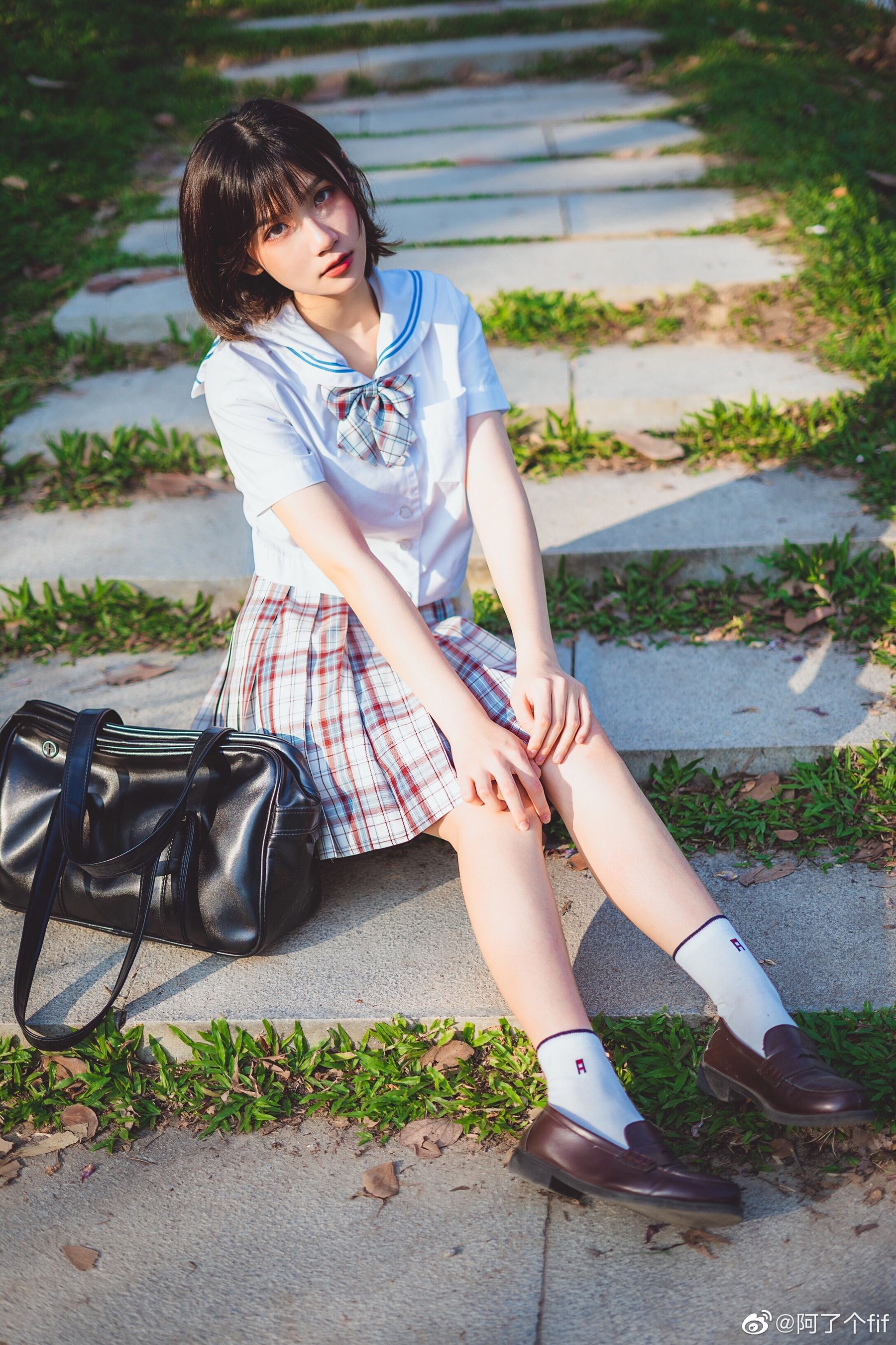 动漫博主阿了个fifi – 阳光JK Cosplay-第4张