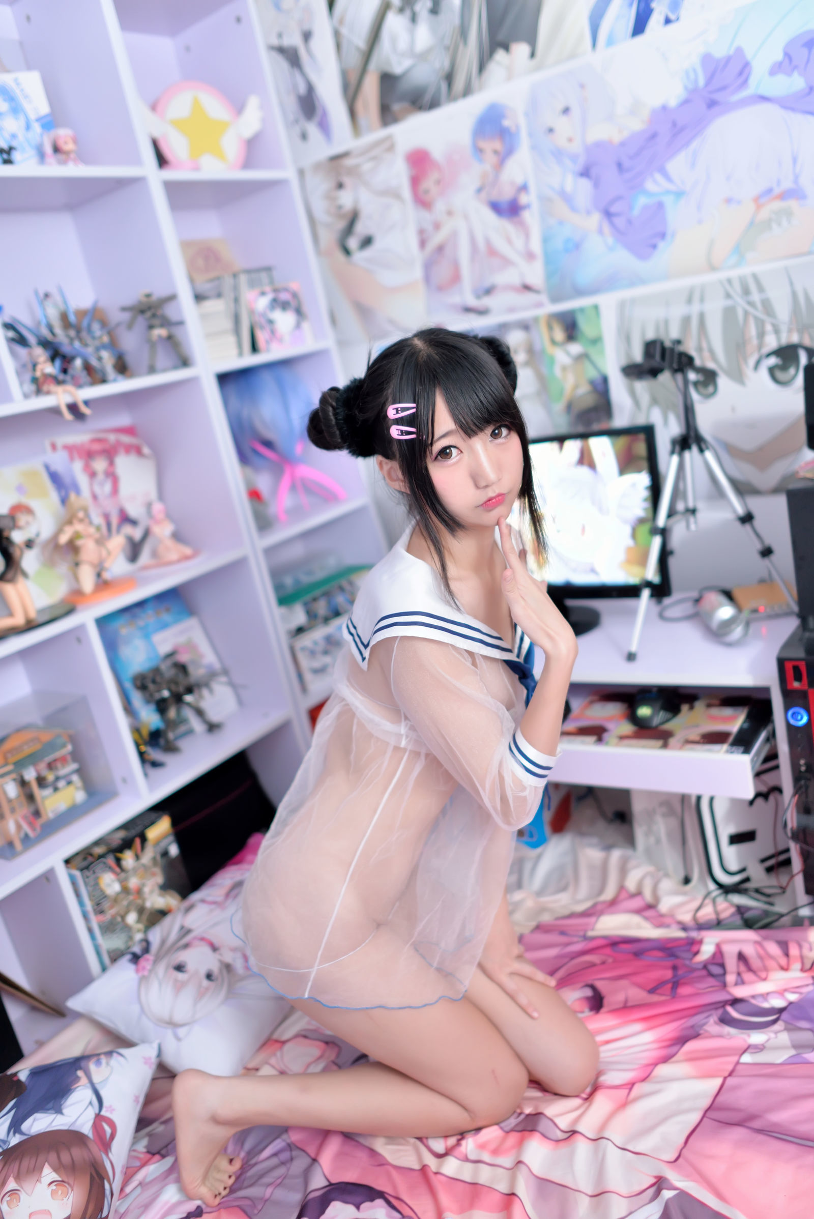 [萝莉COS] Nagesa魔物女本 透视水手服+丁字裤 Cosplay-第25张