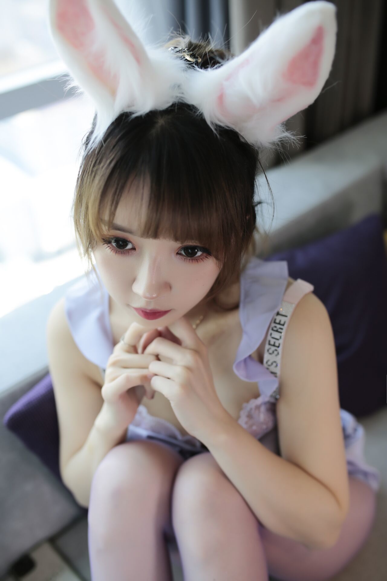斗鱼主播小女巫露娜 – 粉紫兔兔 Cosplay-第5张